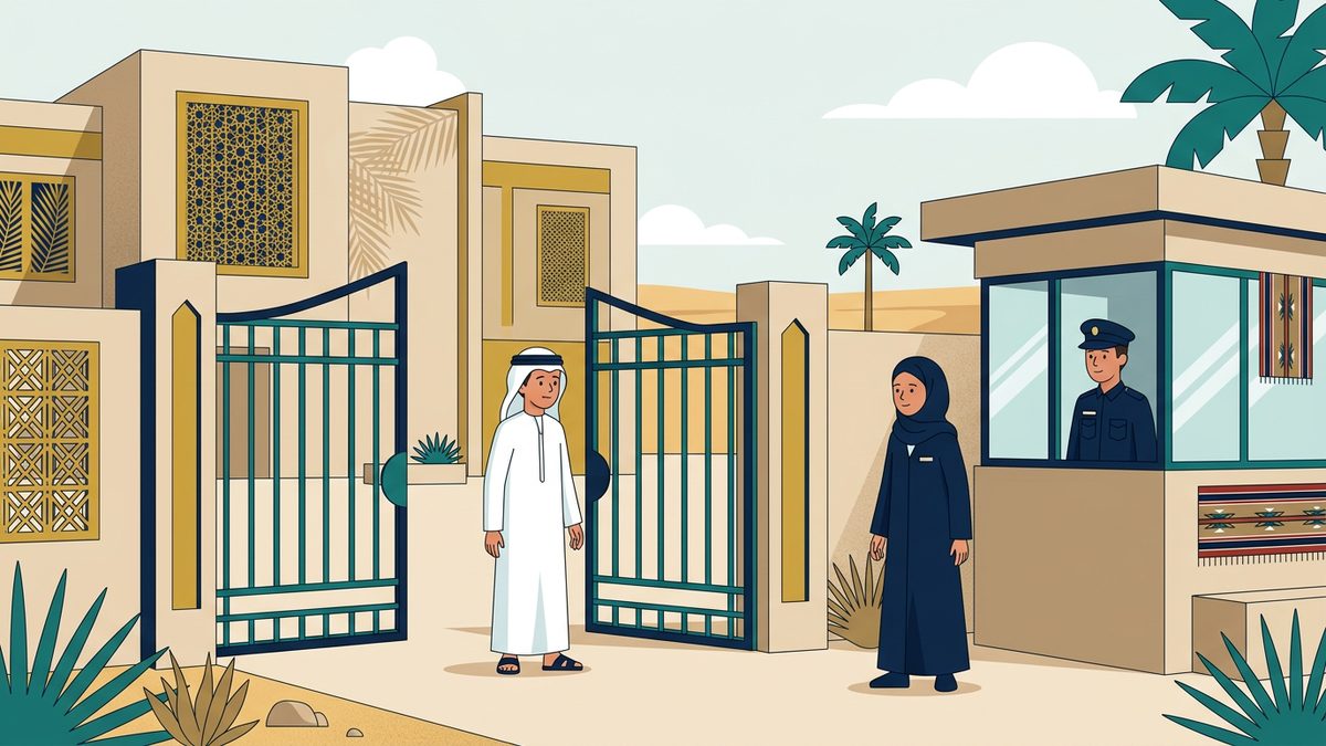 رسم توضيحي بهوية إماراتية لموقف: الخروج من المدرسة دون إذن