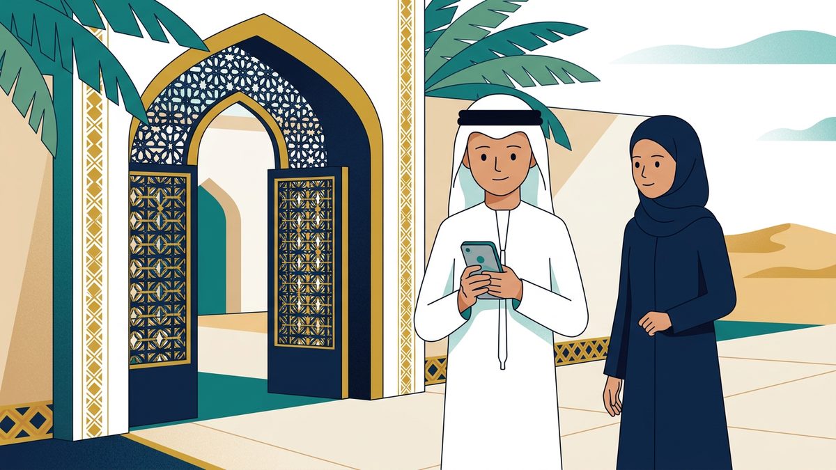 رسم توضيحي بهوية إماراتية لموقف: إحضار الهاتف إلى المدرسة