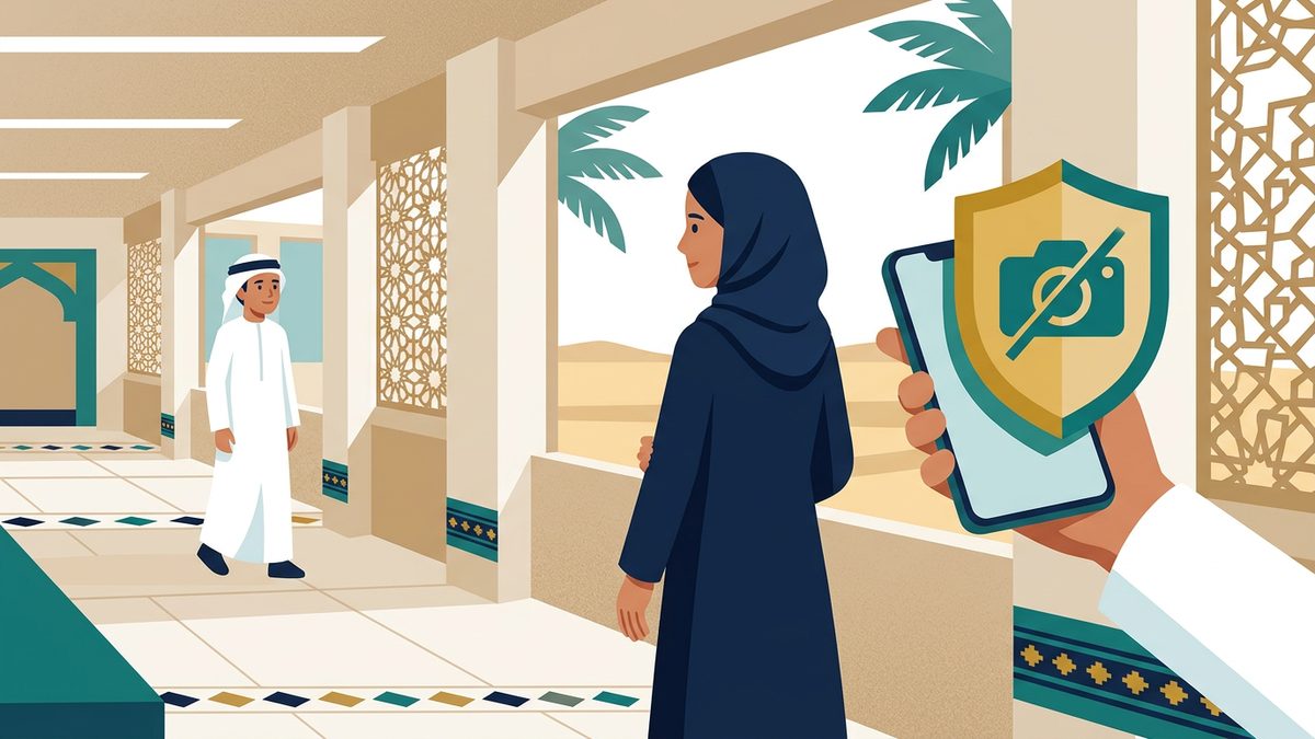 رسم توضيحي بهوية إماراتية لموقف: تصوير زميلة دون إذن